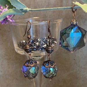 Blue & Green Earrings and Pendant Jewelry Set